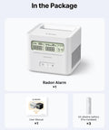 Digital Radon Detector For Basement Air Testing And Indoor Safety With Instant Readouts, displayed with user manual and batteries.