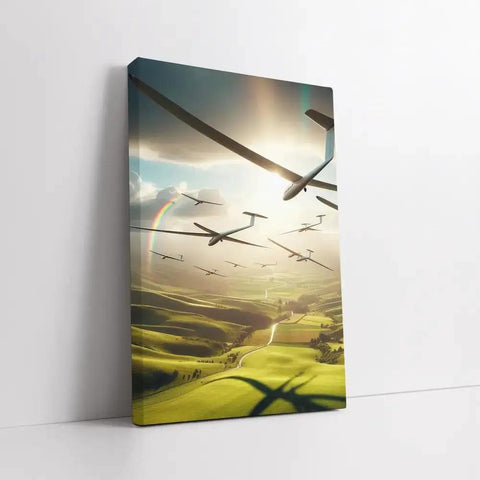 Freedom Over The Green Hills Wall Art Dope Canvas Print Or Poster Ready To Hang 30x20 Home Decor For Living Room Or Bedroom Featuring Gliders Over Lush Landscape And Expansive Sky