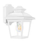 Outdoor Wall Lantern No Fuss Waterproof Porch Light For Front Door Garage And Patio With Anti Corrosion Plastic Build And Clear Acrylic Panels White Finish Bulb Included Sconce Fixture in a side view showing white finish and clear panels.