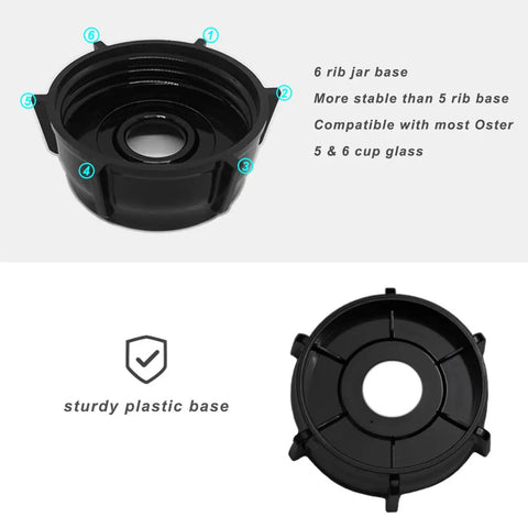 Blender Replacement Parts Ice Blade With Jar Base Cap And Two Rubber O Ring Seals Gasket Accessory Refresh Kit 6 rib jar base