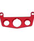 Red aluminum ATV key switch and indicator light mount bracket with three cutouts for 450R handlebar clamp setup