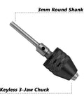 2Pcs Mini Keyless 3 Jaw Drill Chucks Adapter Quick Change Collet Converter for Electric Grinders and Engraving Machines 3mm Round Shank Fits Drill Chucks 0.3 to 4mm Range Black For DIYers showing 3mm round shank and keyless chuck details