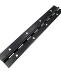 Top Tier Heavy Duty Stainless Steel Piano Hinge Full Length Continuous Design For Furniture Cabinet And Wardrobe Doors Quick Swap Hardware Smooth Operation Rust Proof Finish, black hinge with holes.