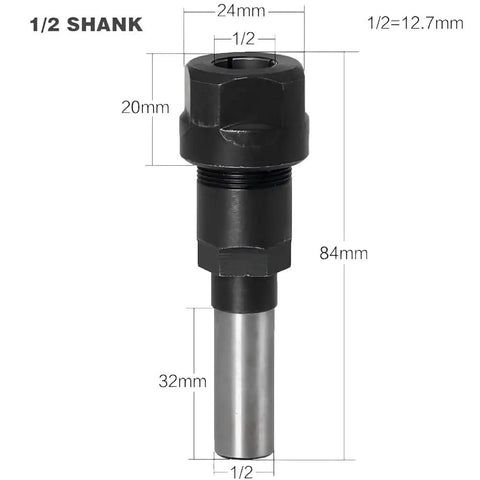Heavy Duty Rock Solid Half Inch Shank Router Bit Collet Extension Adapter For Half Inch Shank Bits With Lever Clamp For Reduced Wobble And Precise Long Lasting Routing Performance