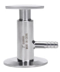 Side view of stainless steel 2-inch DERNORD sanitary sample valve with elliptic handle and 64mm tri-clamp ferrule