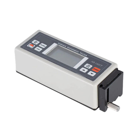 Straight Up Precision Digital Surface Roughness Tester With Inch And Metric Switch Multi Parameter Ra Rz Rq Rt Usb Data Sync And Memory Storage For Plug And Play Gauging close-up view of the gauge with controls.