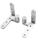 stainless steel pivot hinge for heavy wooden doors, 80x80mm, concealed design, silver finish, durable hardware, high load capacity