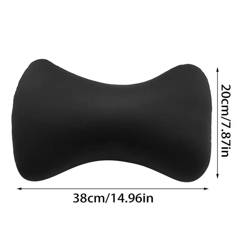 Kid Sized Microbead Neck Pillow For Travel And Sleep, Super Soft Ergonomic Cushion, 15x8 Inch, Black, Front View