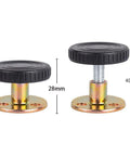 Heavy Duty Adjustable Furniture Feet 28-40mm Leveling Glides with shock absorbing pads, gold base, black top, 2 sizes
