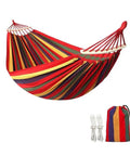 Rainbow Cotton Canvas Hammock With Tree Straps And Bar, Ultra Comfy Durable Fabric That Conforms To Your Body, Supports Up To 440 Lbs, Includes Travel Bag For Camping Outdoor Or Indoor Patio Backyard Hangout