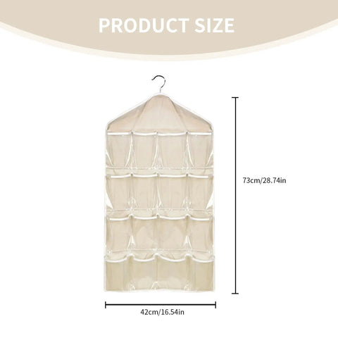 Hella Game Changing Hanging Closet Organizer Featuring Sixteen Roomy Pockets And Ultra Thick Fabric, dimensions 42cm x 73cm.