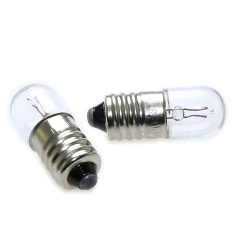 25 Pack E10 Mini Light Bulbs 6.3V 0.15A Incandescent Tungsten Filament Indicator Lamp For Flashlights And Small Tools Old Fashioned Warm Yellow Glow Durable And Easy Replacement, two E10 bulbs