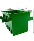 Side view of Old Work BaseBox Expandable Double Gang PVC Electrical Box With 8 Knockouts And 4 Wings, 32 Cu In Capacity, green color.