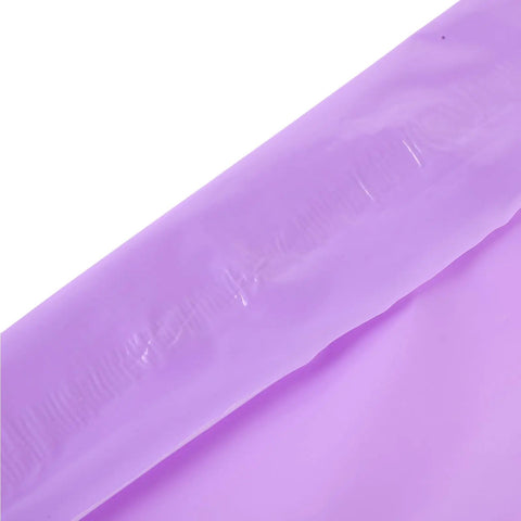 Close-up of violet 100 pack polyethylene mail bags with waterproof seal for dope durable poly mailers great for local and long distance shipping
