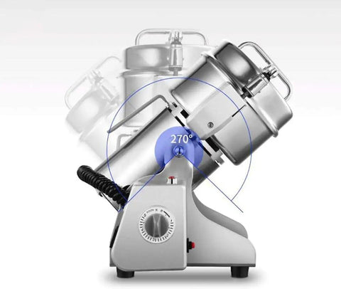 Electric Grain Mill And Spice Grinder Pulverizer with 270 Degree Swing Grinding for Even Powder, Stainless Steel Design
