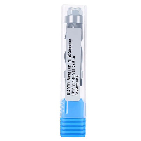 Top Picks Pocreation Compression Flush Trim Router Bit For Precise Woodwork Jobs with 1/4 Inch Shank And 1/2 Inch Cutting Diameter in packaging