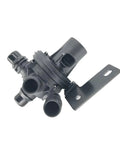 Factory Spec Coolant Control Valve With Auxiliary Pump 22987493, black plastic unit for Chevy Volt, features multiple hose connections.