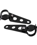 Dual Headlight Mount Brackets For 28mm-34mm Fork Tubes Motorcycle Headlamp Holder Kit in black, two pieces