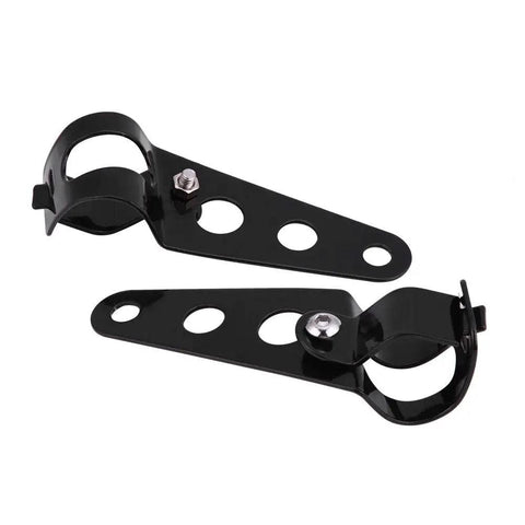 Dual Headlight Mount Brackets For 28mm-34mm Fork Tubes Motorcycle Headlamp Holder Kit in black, two pieces
