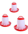Heavy Duty Plastic Hanging Chicken Feeder For Coop No Nonsense Design Quick Assembly Automatic Poultry Feed Dispenser with three feeders.
