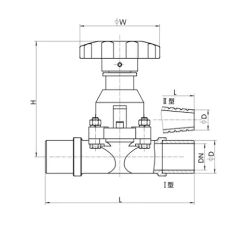 Technical diagram of Pro Grade Pneumatic Vacuum Diaphragm Valve GM Series For Industrial Equipment Replacement Elements 10H