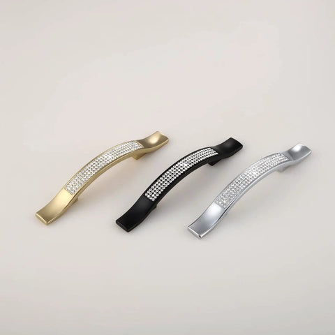 Three modern cabinet knobs and pulls set with screws all metal drawer handles silver finish durable zinc alloy construction