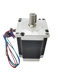 Premium RV30 Worm Gear Reducer With 30:1 Ratio Paired With NEMA23 Stepper Motor Boasting 1.2Nm Torque showing NEMA23 motor with wire connections.