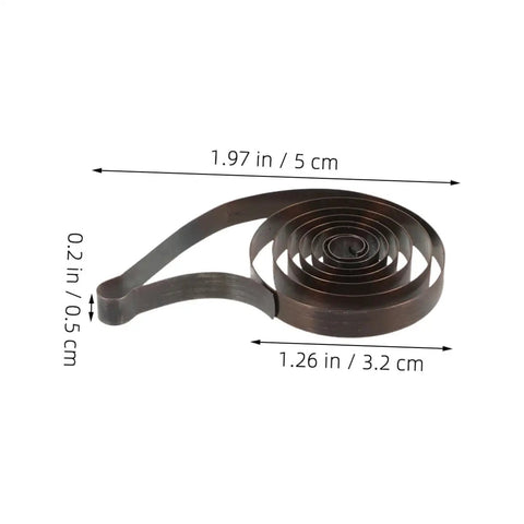 4 Piece Mechanical Clock Main Spring Repair Kit For Wind Up Alarm Clocks Replacement Parts And DIY Timepiece Restoration Fits Vintage Movements High Precision Main Spring For Home Maintenance, shown with dimensions