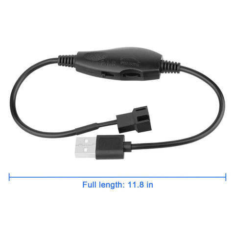 2 Pack USB 5V To 12V 4 Pin Fan Speed Controller For PC Cooling Fans, 11.8 inch cable with USB and 4-pin connectors, black