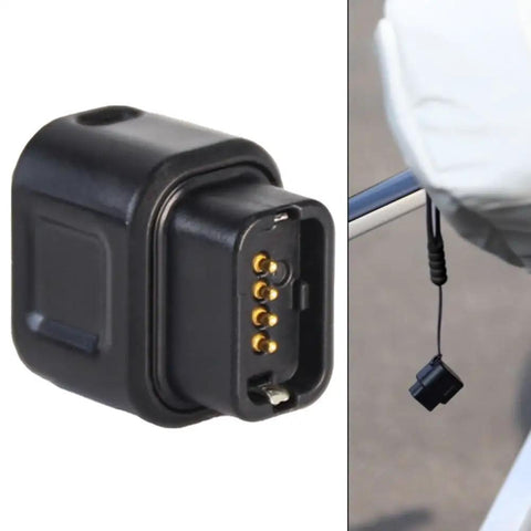 Type C To 4 Pin Rear Derailleur Charger Converter for 12 Speed DI2 Systems, pocket-sized, ABS and metal, with lanyard, side view.