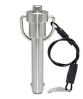 Hardcore Marine Grade Stainless Steel Ball Lock Pin Quick Release Tool With Zero Slack Button Indexing And Tight Grip 9/16 Inch Diameter Plus 2 Inch Length for secure tool attachment.