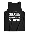 Mens Graphic Muscle Tank Top Featuring Witty Garage Boss Quote 100 Percent Comfy Cotton Tee For Gym Grinds And Sunday Chill Lightweight Fitted Sleeveless Workout Shirt Fresh Threads in black color with white humorous text.