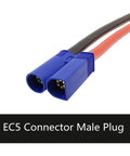 EC5 Male Female Cable Adapter with 10cm 12 AWG silicone wire, shown are EC5 male plugs for RC quads, drones, planes, cars, boats.