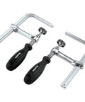 Guide Rail Clamp 2 Pack for Track Saws, sturdy no slip grip, black and silver clamps compatible with Makita, Festool rails