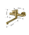 ntumLeap Brushed Nickel Wall Mounted Kitchen Faucet 180° Rotating Hot & Cold Water Mixer Dual Hole Basin Tap dimensions 150mm x 230mm x 225mm