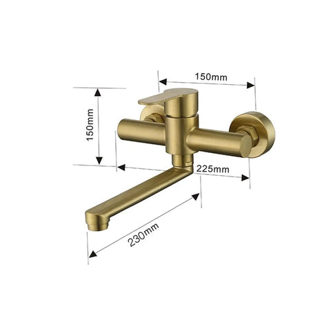 ntumLeap Brushed Nickel Wall Mounted Kitchen Faucet 180° Rotating Hot & Cold Water Mixer Dual Hole Basin Tap dimensions 150mm x 230mm x 225mm