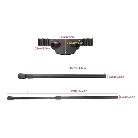 Dimensions of Aluminum Alloy Adjustable Foldable Table Legs with Nylon Connectors for Camping Tables and Furniture