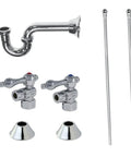 All In One Traditional Bathroom Sink Trim Kit With P Trap Polished Chrome Finish Solid Brass Construction Includes Two Angle Stops Two Wall Flanges Two Supply Lines And The P Trap For Quick And No Drama Plumbing Upgrade components displayed vertically