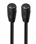 DIN 6 Pin Female To Female Extension Cable For Digital Audio And Data Links with black connectors and durable PVC jacket.