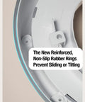 Close-up of non-slip rubber rings on No Fuss Potty Training Toilet Seat for Toddlers providing stability and safety.
