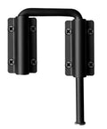 Front view of Patio Sliding Door Latch 2.36 Inch Loop Lock for glass doors, black security lock, easy install, 90 and 180 degree swing.