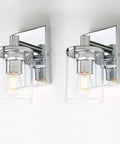 Set Of 2 Dope Modern Wall Sconces Vanity Lights With Clear Glass E26 Base Chrome Finish Hardwired Mount Fixtures For Living Room Bedroom Bathroom Hallway Kitchen, showing clear glass shades and chrome finish