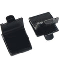 Adjustable Heavy Duty Steel Pilaster Shelf Clips, Quick No Sweat Snap Install Brackets For Wood And Metal Storage Systems, Rock Solid Matte Black 23 Gauge Pack Of 20 - close-up view of two clips.