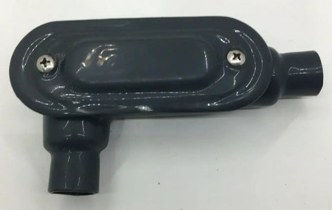 Premium Heavy Duty 1/2 Inch PVC Coated LR Conduit Body showing smooth finish and dual outlet for easy wire routing.