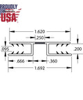 36 Inch Black Aquarium And Terrarium Lid Hinge One Pack Replacement Canopy Hinge for 1/8 Inch Thick Glass or Acrylic Fish Tank Covers dimensions diagram