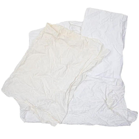 Reclaimed White Cotton Shop Rags 25 Lb Box, 18 Inch Towels, Bulk Cleaning Towels for Dusting Polishing Staining, Garage Or Workshop Use, 75 to 125 Towels