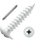 Rock Solid Size 8 By Three Quarter White Wood Screws 212 Piece Box Phillips Truss Head Self Tapping Fasteners with bit and screw.
