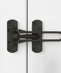 Heavy Duty Swing Bar Door Lock For Kids Safety, 4.2 Inch Zinc Alloy Reinforcement Guard, Matte Black Childproof Door Stopper installed on door