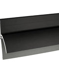Bulletproof Door Bottom Sweep With Rain Drip Cap Delivering Tough Exterior Weather Stripping In Black Aluminum And Grey Vinyl Insert.