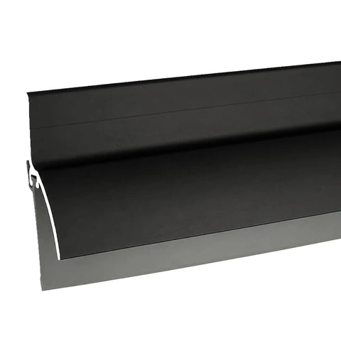 Bulletproof Door Bottom Sweep With Rain Drip Cap Delivering Tough Exterior Weather Stripping In Black Aluminum And Grey Vinyl Insert.